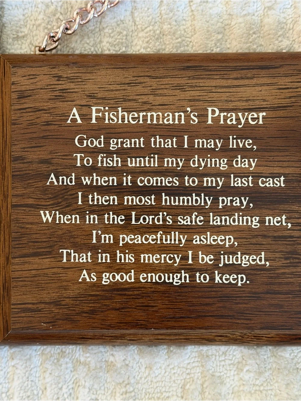 A Fisherman's Prayer Wall Plaque - Copper Fish Accent